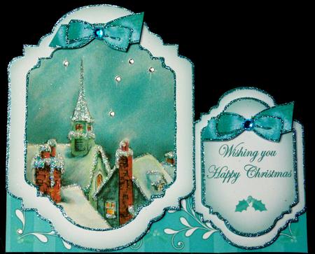 Teal Rooftops Large Fancy Stand Up Card N Envelope Kit by Margarette Blakeborough