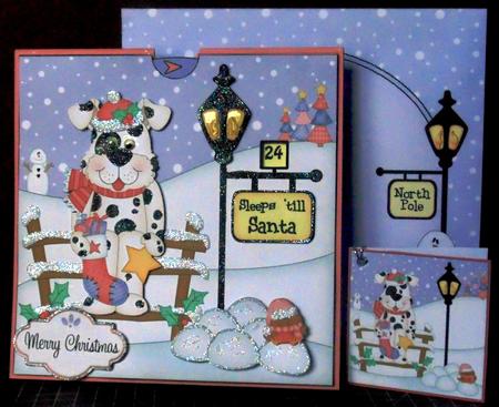 3D Xmas Spotty Dog Sleeps Till Santa Countdown Card by Margarette Blakeborough