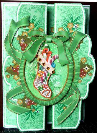 Christmas Stocking A5 Tri-fold Fancy Card Mini Kit by Margarette Blakeborough