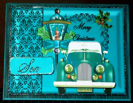 Merry Christmas Morris Car by Margarette Blakeborough