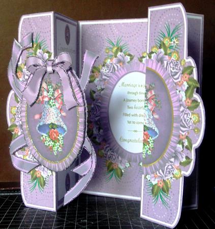 Lilac Wedding Bell A5 Tri-fold Fancy Card Mini Kit by Margarette Blakeborough