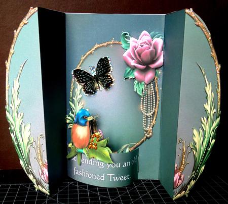 Pearls & Roses Pop Out Gate Fold Card by Margarette Blakeborough