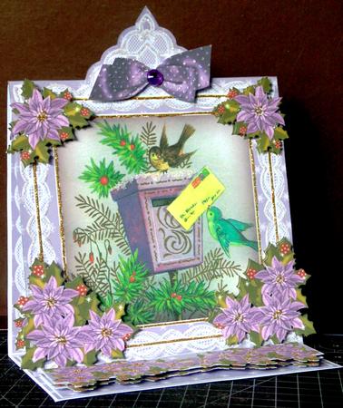 Lilac Postbox Lace Top Easel Card & Envelope Kit by Margarette Blakeborough