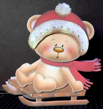 Lets Go Sledging Shaped Card by Margarette Blakeborough