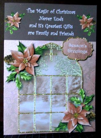 The Winter Window & Pink Poinsettias 8x8 Quick Topper by Margarette Blakeborough