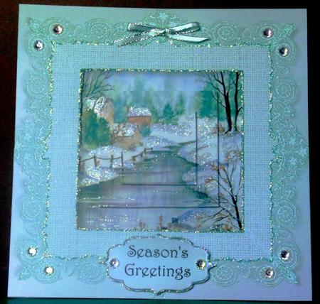 The Frozen Stream with Lace Frame 7x7 by Margarette Blakeborough