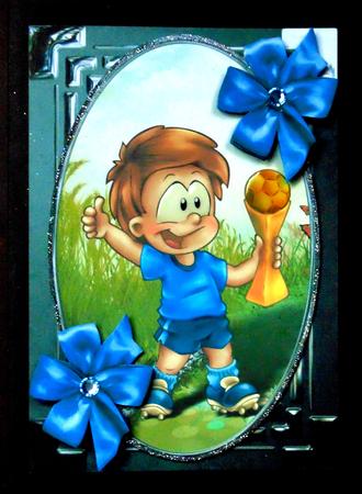 Football Champ Card Front with Gift Tag by Margarette Blakeborough