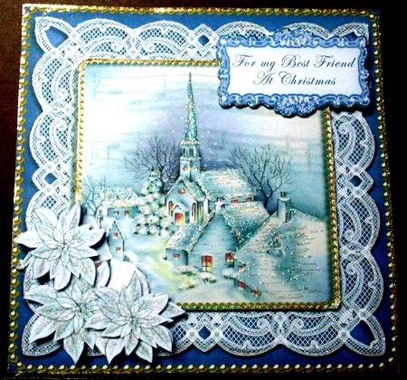 Blue Village Best Friend at Christmas 8in Sentiment Topper by Margarette Blakeborough