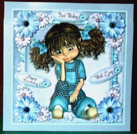 Gorgeous Girl with Purple & Blue Flowers 8x8 Mini Kit by Margarette Blakeborough