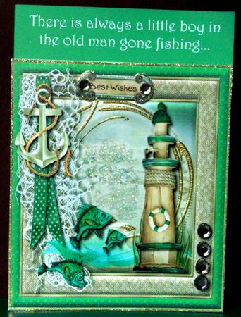 Lighthouse by the Sea Card Topper 2 by Margarette Blakeborough