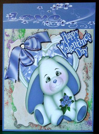 Love Bunny with Lilac Heart and Bow 8x8 Mini Kit by Margarette Blakeborough
