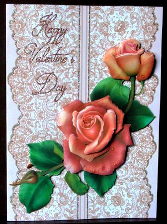 Roses on Lace - Pink on Pink - Valentine by Margarette Blakeborough