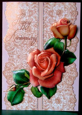 Roses on Lace - Pink on Pink - Anniversary by Margarette Blakeborough