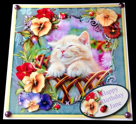 Cute Cat Cardtopper with Inlet 876 by Maria Arnold