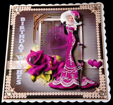 Victorian Gowned Lady Card Topper 2 by Maria Arnold