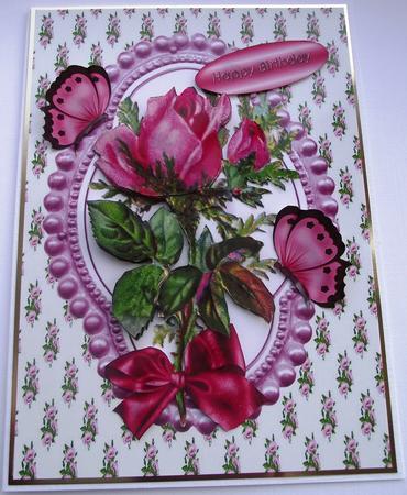 Pink Roses with Butterflies by Maria Arnold