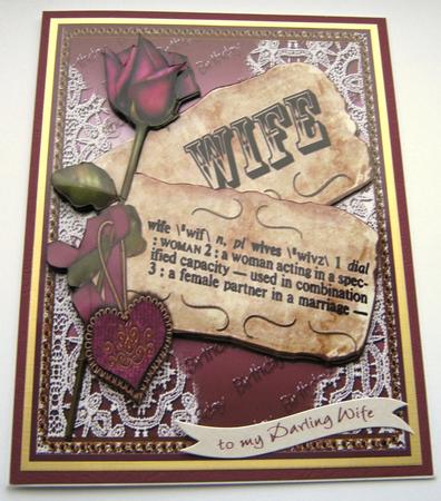 Plum Rose Wife Definition Cut Fold Card by Maria Arnold
