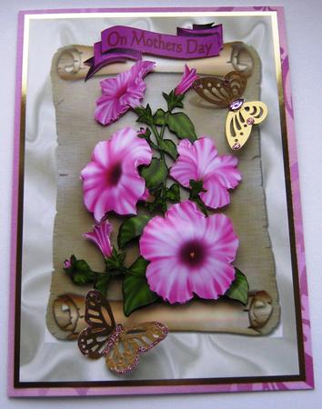 Pink Petunias on a Scroll by Maria Arnold
