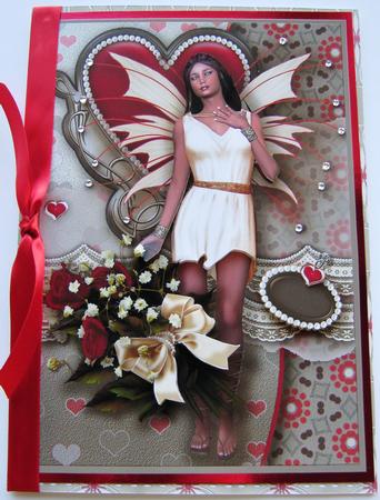Scarlett Faerie, Birthday, Taupe & Red Kit, 6 Pages, Including Decoupage Step by Step by Maria Arnold