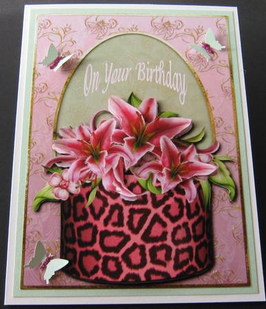 Stargazer Lilies & Pink Leopard Gift Box by Maria Arnold