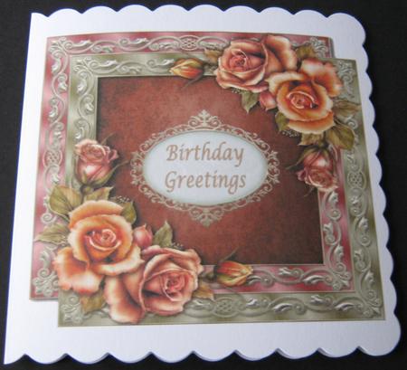 Double Satin Square Frame & Sunset Roses by Maria Arnold