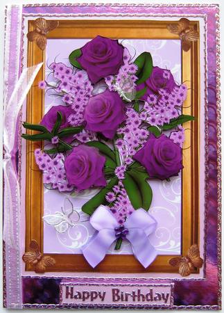 A4 Extreme Decoupage Lilac and Purple Rose Bouquet Kit by Maria Arnold