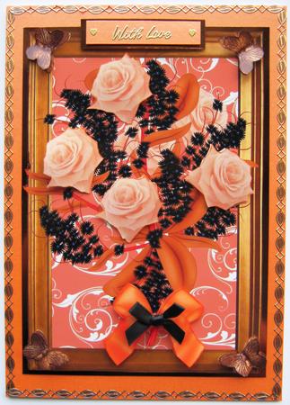 A4 Extreme Decoupage Peach Rose and Black Bouquet Kit by Maria Arnold