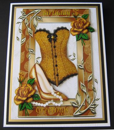 Gorgeous Gold Basque & Shoes with Gold Roses A4 by Maria Arnold