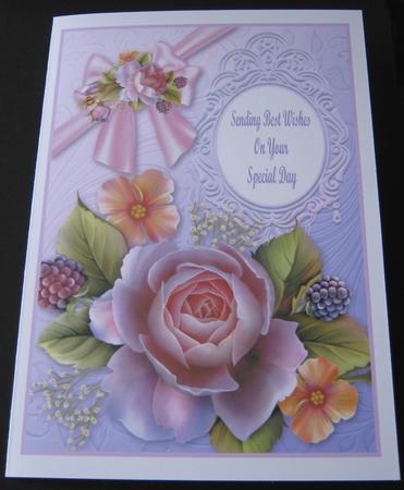 English Roses & Bow Birthday - Quick Card by Maria Arnold