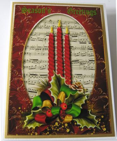 Red Christmas Candles & Sheet Music by Maria Arnold