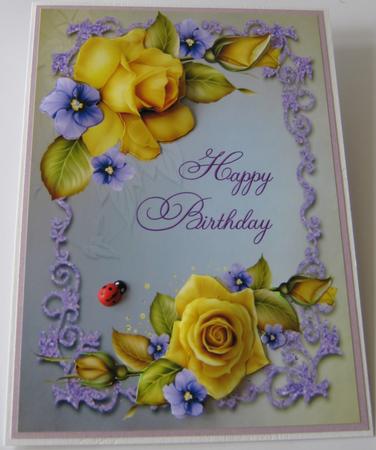 Beautiful Big Yellow Rose's with Little Blue Flowers by Maria Arnold