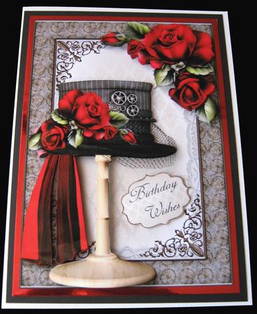 Steampunk Top Hat with Deep Red Roses by Maria Arnold