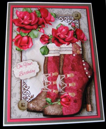 Steampunk Boots & Hot Pink Roses Mini Kit by Maria Arnold