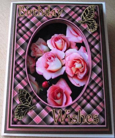 Dusky Pink Roses A5 Card Front by Maria Arnold