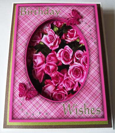 Bright Pink Roses A5 Card Front by Maria Arnold