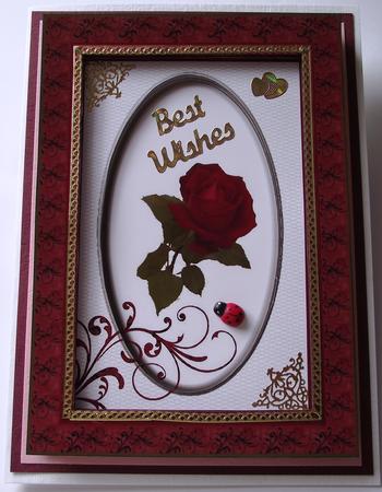 Rose in Oval and Red Frame by Maria Arnold