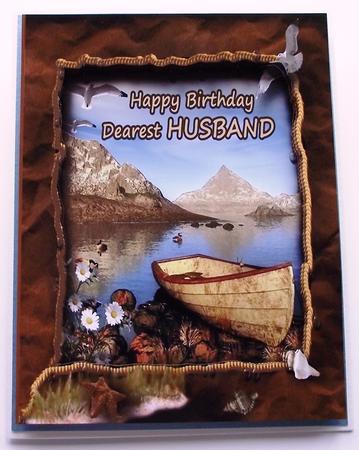 Happy Birthday Dearest Husband Quick Cut & Fold Square Card by Maria Arnold