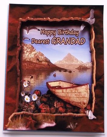 Happy Birthday Dearest Grandad Quick Cut & Fold Square Card by Maria Arnold
