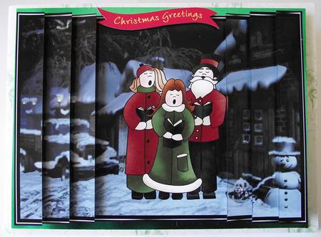 Carol Singers on a Snowy Night Pyramid Card by Maria Arnold