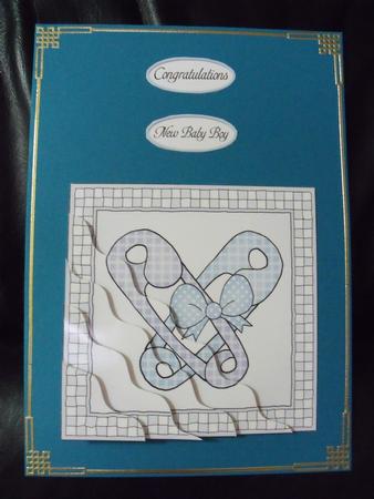 New Baby Boy Quick Card with Wavy Corner Side Stacker by Maria Grech