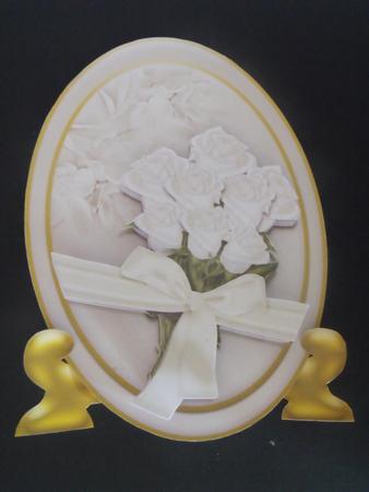 Happy Anniversary to a Special Mum & Dad Plate & Stand Cream by Maria Grech