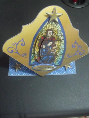 Nativity in Blue Stained Glass Fc by Maria Grech