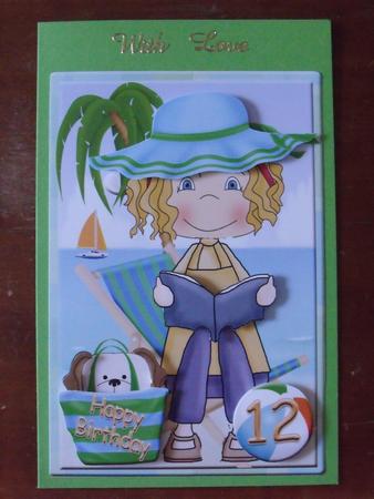 Happy Birthday- So Cute Girl Reading by the Sea. Year 8-12 by Maria Grech