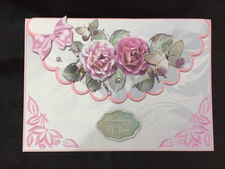 Shades of Pink Roses on Scalloped Envelope by Maria Stevens