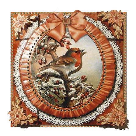 Red Robin Ruffle 8in Picture Sheet Topper by Maria Vieira
