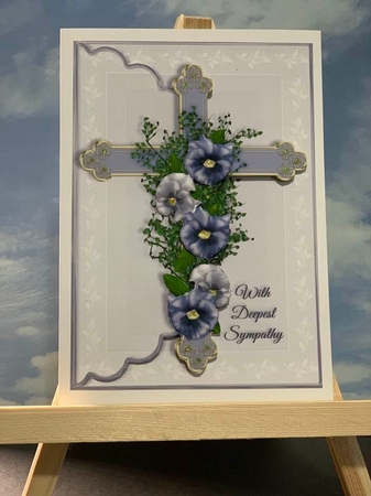 Sympathy Cross 2 Scalloped Edge Faux Envelope Card by Marianne Kowalchuk