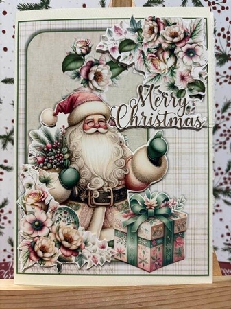Shabby Chic Christmas Santa Card Kit with envelope JPEG and PDF by Marianne Kowalchuk
