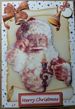 Vintage Santa in Gold on a Scroll with Stars by Marianne Kowalchuk