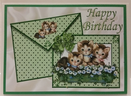 Cute Kittens in a Flower Bed on Card & Envelope A4 by Marianne Kowalchuk