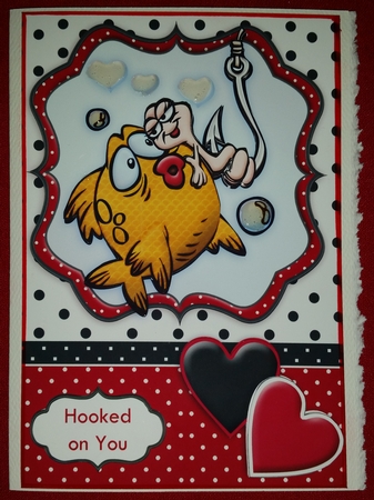 Hooked on You Valentine's Day Card Topper & Decoupage by Marianne Kowalchuk